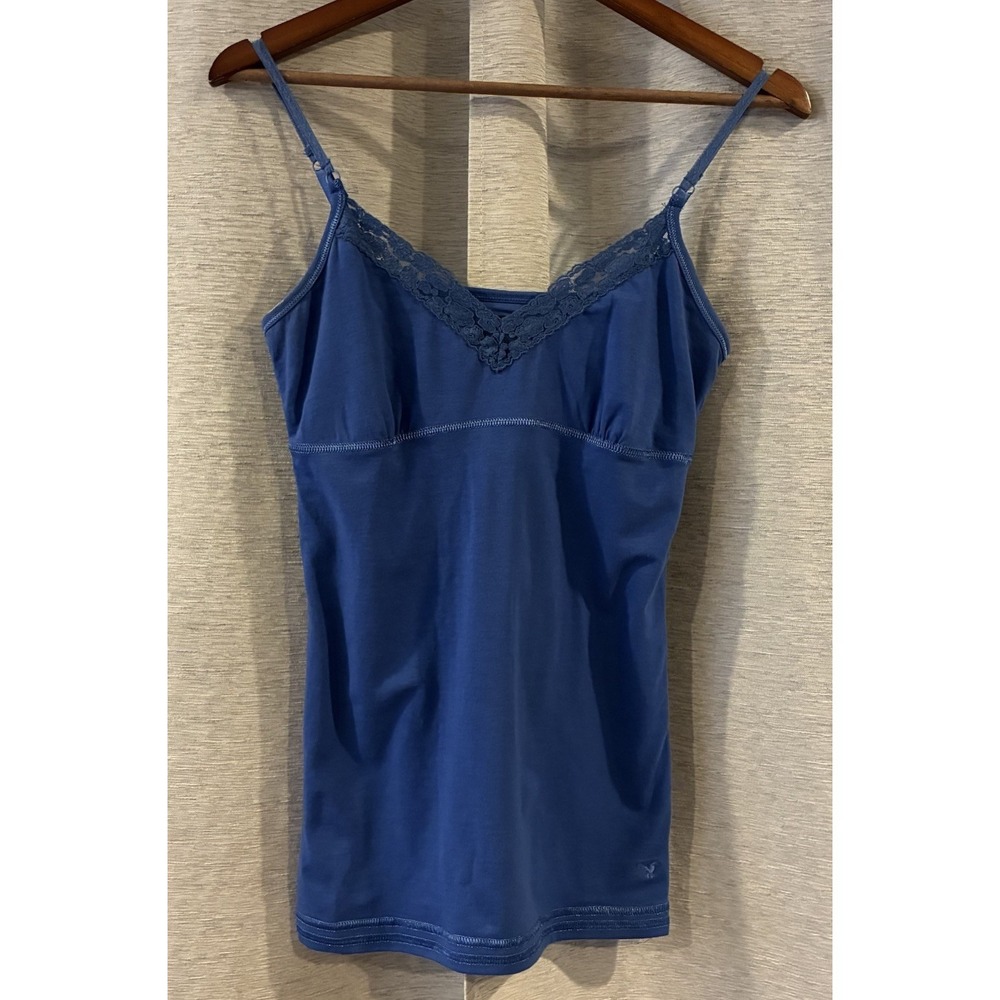 American Eagle Outfitters Lace Trim Tank Top Womens Medium Y2K Blue